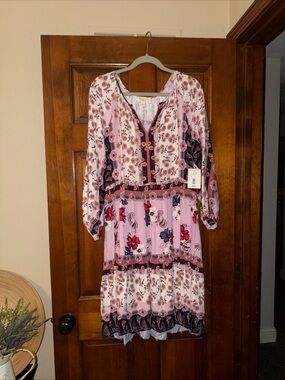 NWT Nurture by Westbound XL Boho Floral Rayon Midi Dress Tiered Gathered